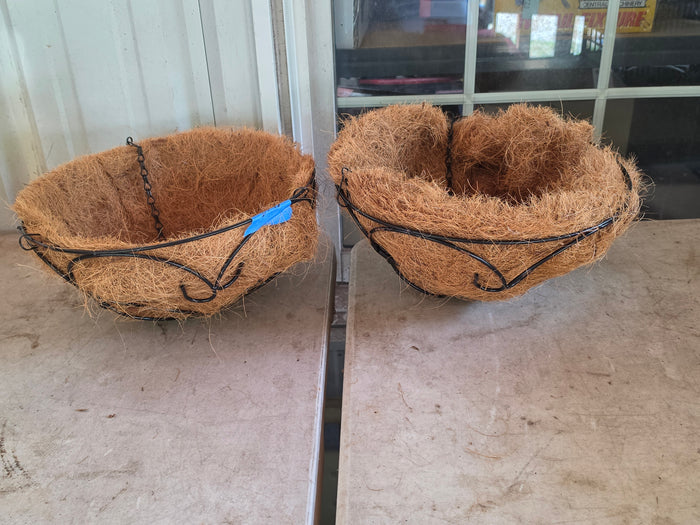 Two Hanging Wire Planters w/Liners-A