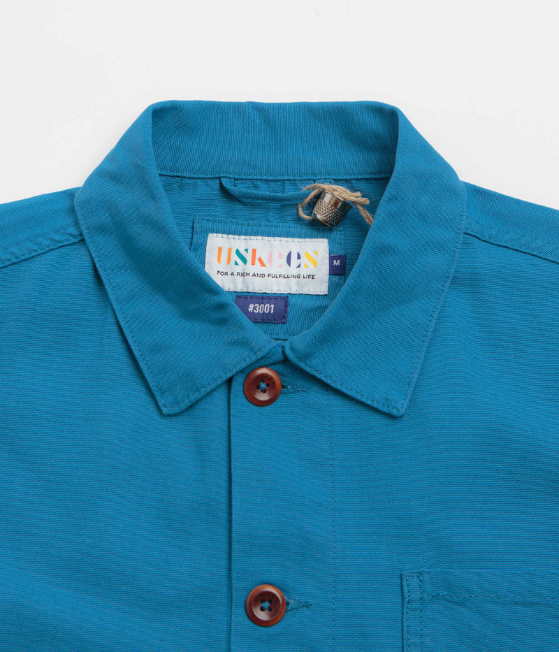 Uskees 3001 Buttoned Overshirt in Bright Blue