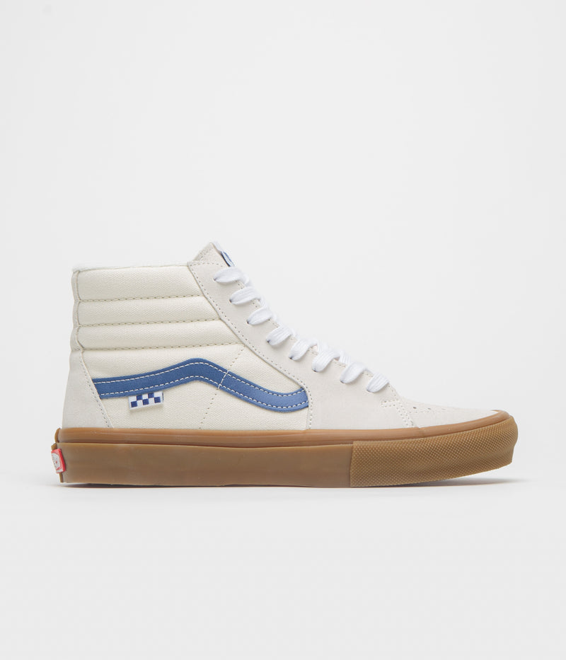 Vans Skate Sk8-Hi Shoes in Marshmallow and Blue / Gum