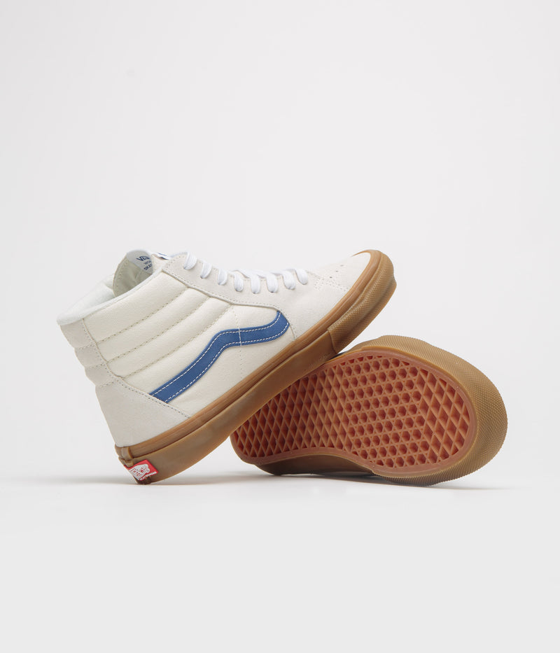 Vans Skate Sk8-Hi Shoes in Marshmallow and Blue / Gum