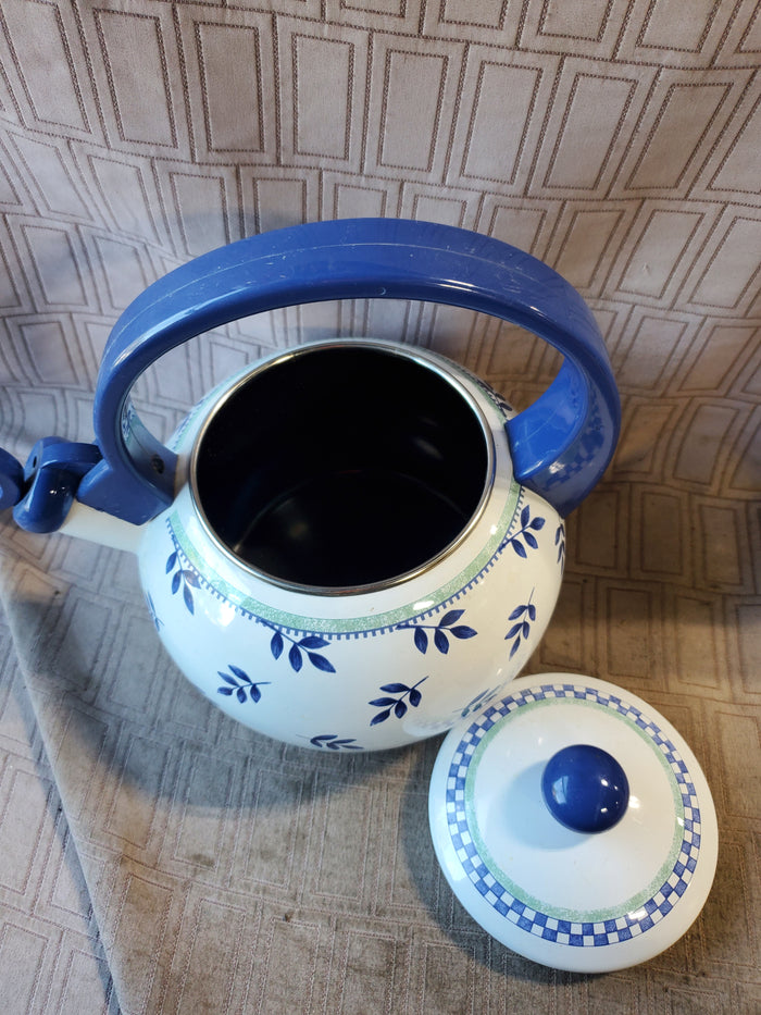 Villery & Boch Blue and White Enamel Tea Kettle