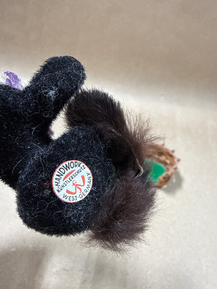 Wagner Handwork Mini Flocked Black Cat With Bed