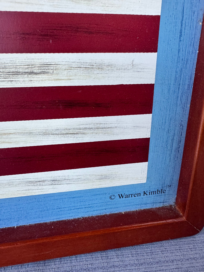 Warren Kimble Sakura Spirit of the Flag Folk Style Serving Tray