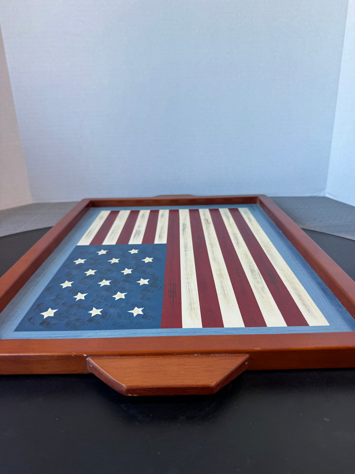Warren Kimble Sakura Spirit of the Flag Folk Style Serving Tray