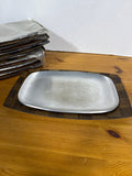 Weavewood Walnut Woven Wood & Aluminum Sizzler Serving Platter - Set Of 8