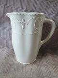 White Ceramic Fleur-de-lis Pitcher