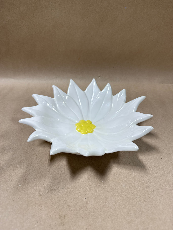 White Poinsettia Flower Wall Hanging Or Trinket Dish