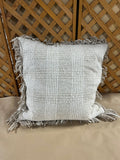 White/Linen Color Pillow with Fringe
