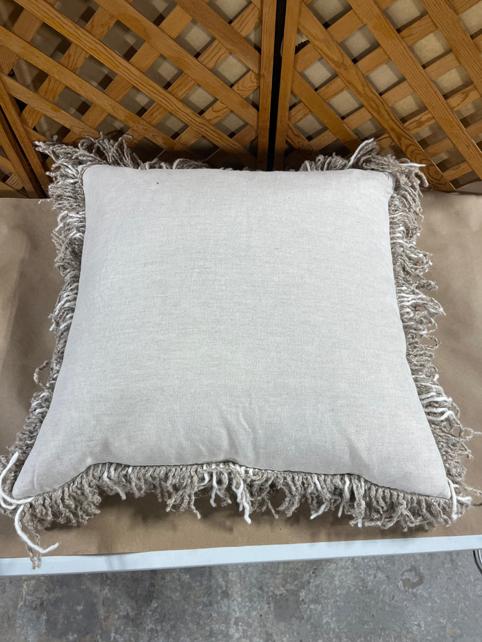 White/Linen Color Pillow with Fringe