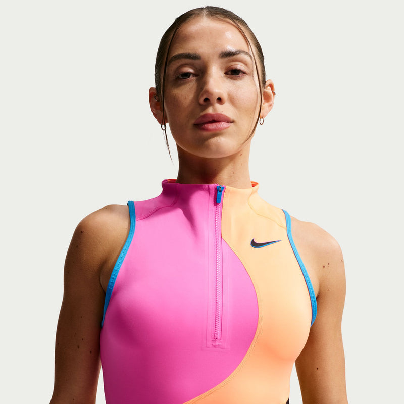 Women's Court Slam Dri-FIT Tennis Dress in Laser Fuchsia/Atomic Orange/Black/Black