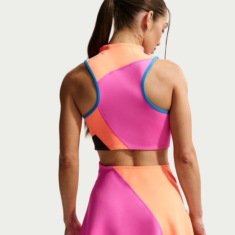 Women's Court Slam Dri-FIT Tennis Dress in Laser Fuchsia/Atomic Orange/Black/Black