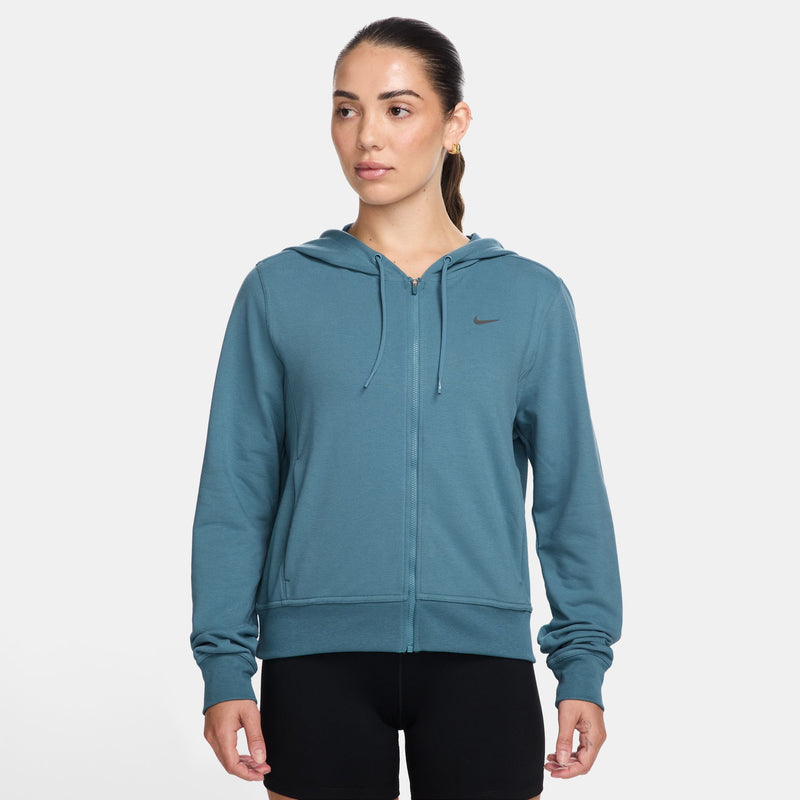 Women's Dri-FIT One Full-Zip French Terry Hoodie in Smokey Blue/Black