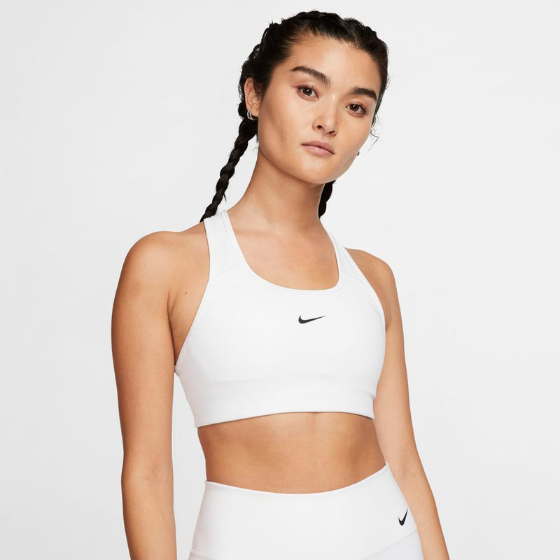Women's Dri-FIT Swoosh Medium-Support 1-Piece Pad Sports Bra in White/Black