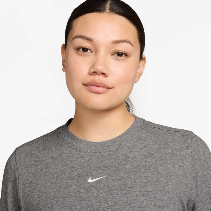 Women's French Terry Crew Neck Sweatshirt in Carbon Heather/White