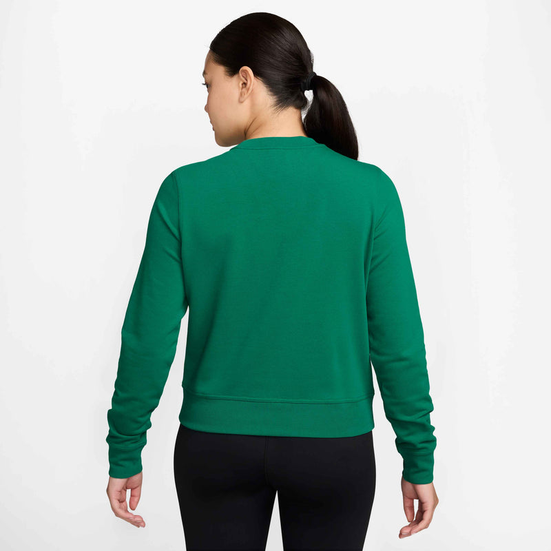 Women's French Terry Crew Neck Sweatshirt in Malachite/White