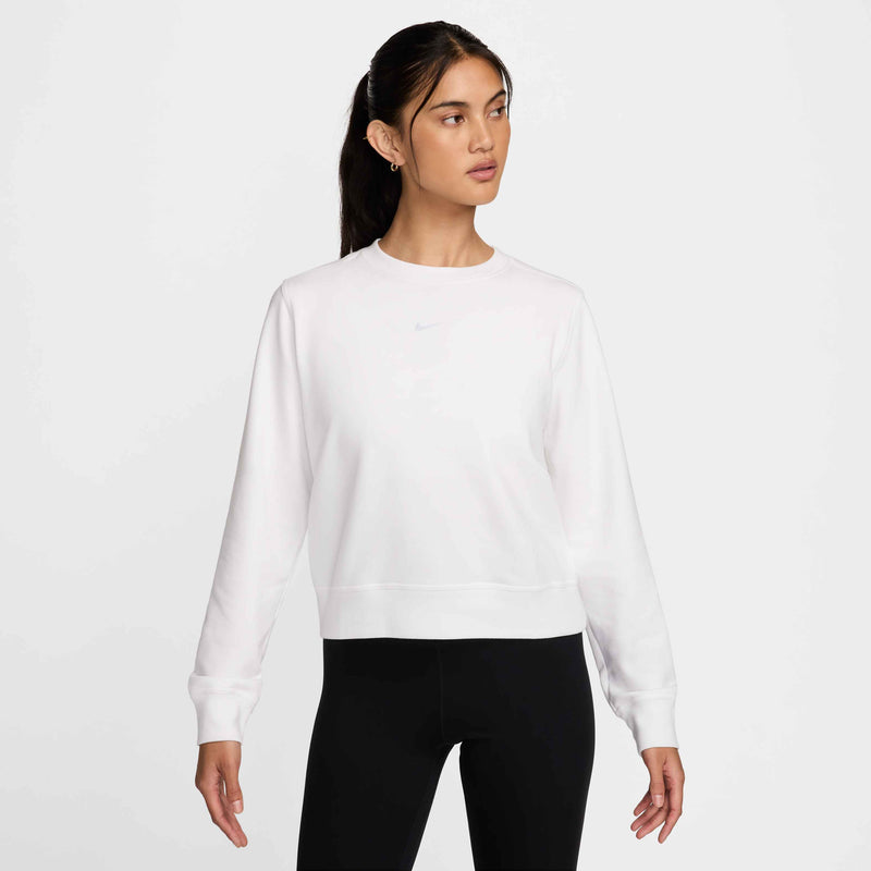 Women's French Terry Crew Neck Sweatshirt in White/Black