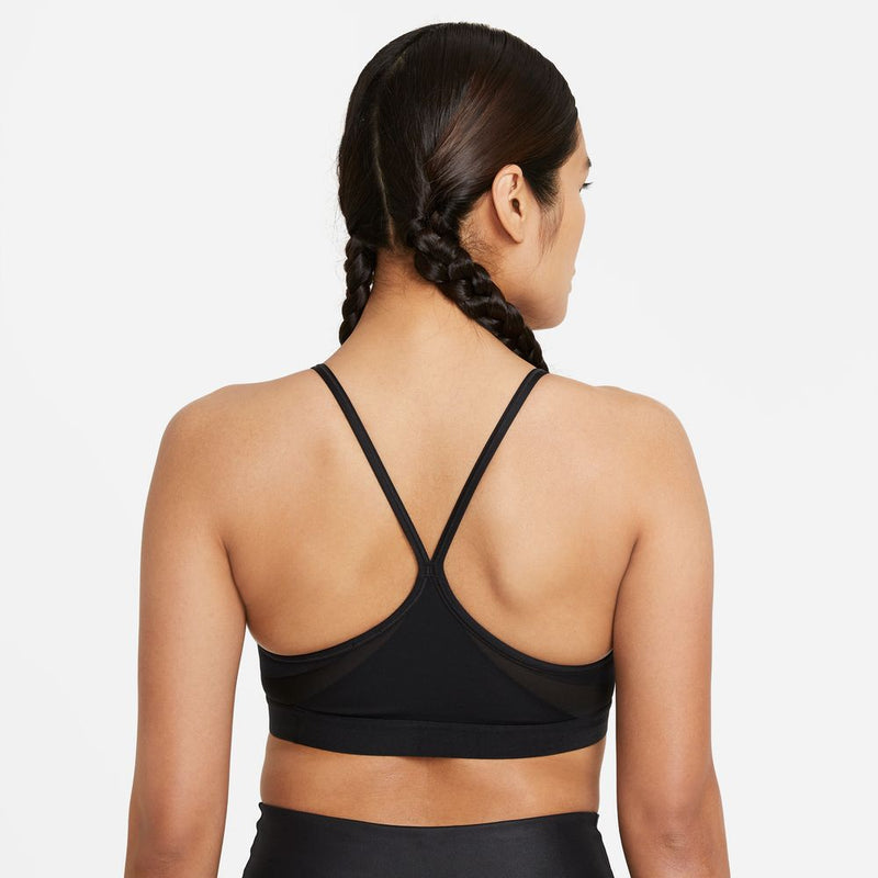 Women's Indy Light-Support Padded V-Neck Sports Bra in Black/Black/Black/White