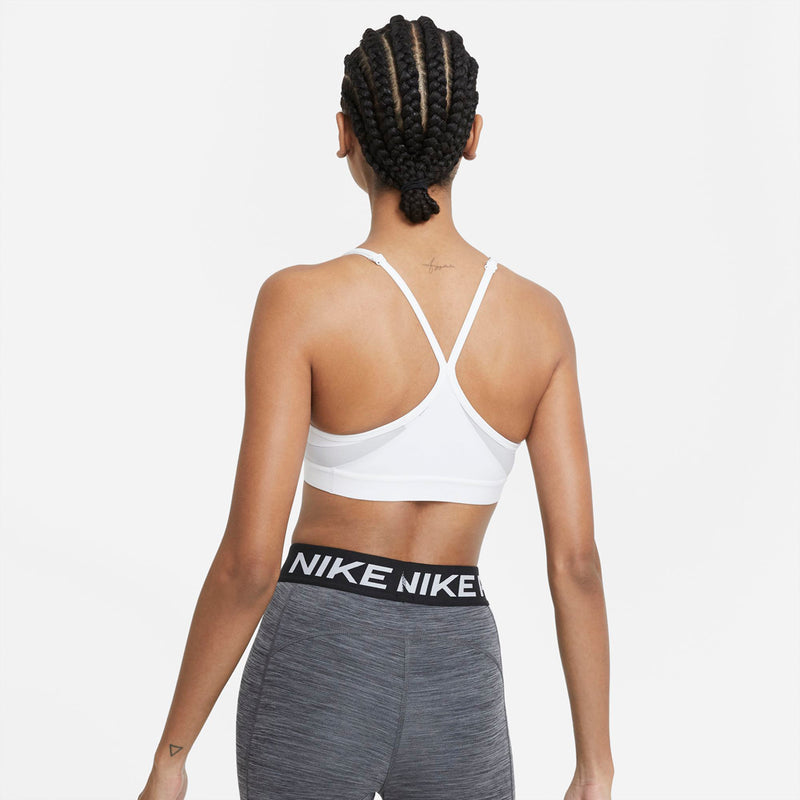 Women's Indy Light-Support Padded V-Neck Sports Bra in White/Grey Fog/Particle Grey