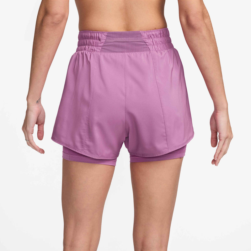 Women's One Dri-FIT High-Waisted 8cm 2-in-1 Shorts in Lt Magenta/White