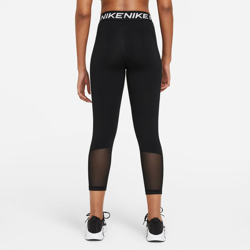 Women's Pro Mid-Rise Crop Mesh-Panel Leggings in Black/White