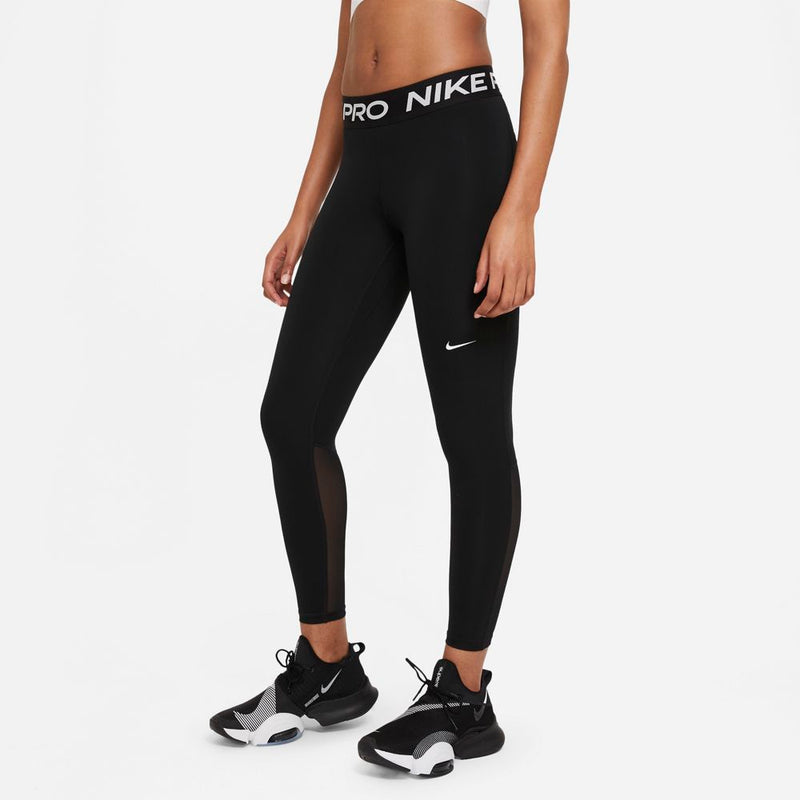 Women's Pro Mid-Rise Mesh-Panelled Leggings in Black/White