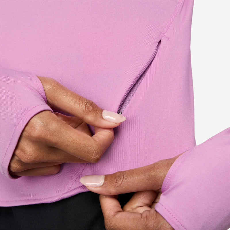 Women's Swift Dri-FIT UV 1/4-Zip Running Top in Lt Magenta/Reflective Silv