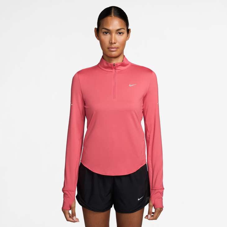 Women's Swift Dri-FIT UV 1/4-Zip Running Top in Sea Coral/Reflective Silv