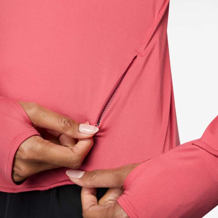 Women's Swift Dri-FIT UV 1/4-Zip Running Top in Sea Coral/Reflective Silv