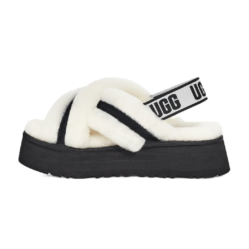 Women's UGG Disco Cross Slide White Black (1121550-WHT)