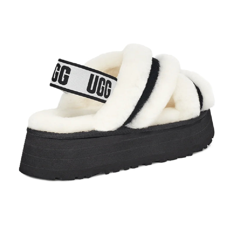 Women's UGG Disco Cross Slide White Black (1121550-WHT)