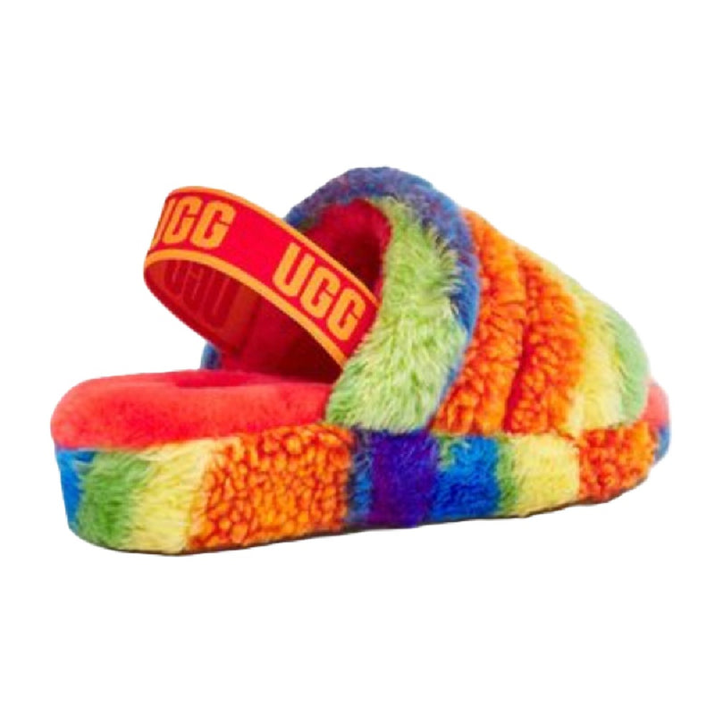 Women's UGG Fluff Yeah Slide Cali Collage Rainbow Stripes (1120002-RSTR)