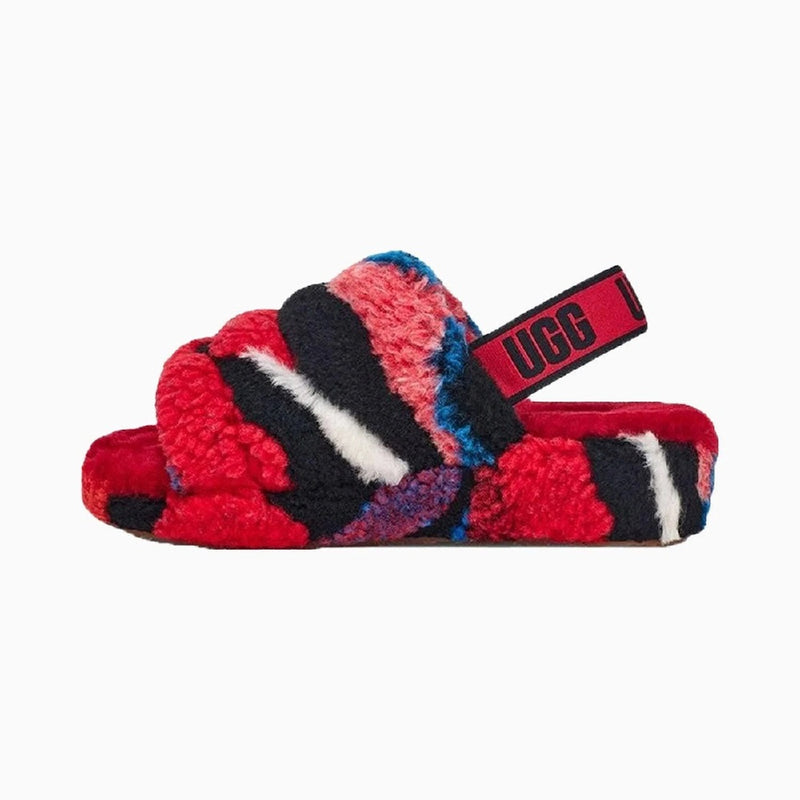Women's UGG Fluff Yeah Slide Cali Collage Red (1118164-RED)