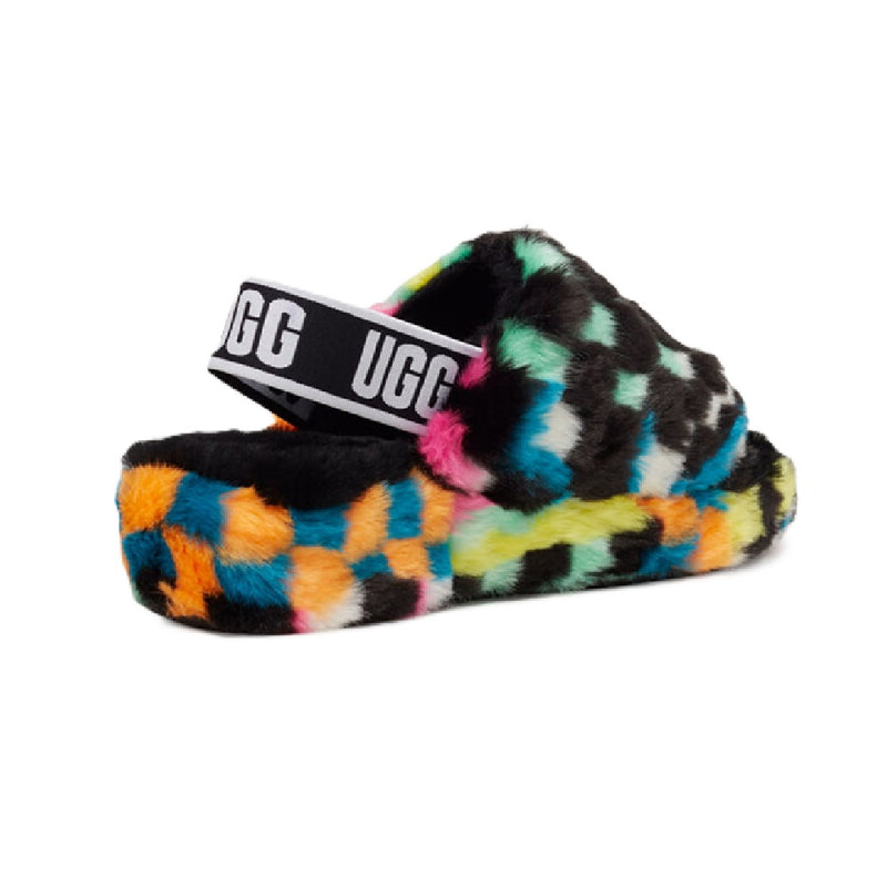Women's UGG Fluff Yeah Slide Checks Black Multi (1135510-BLKM)
