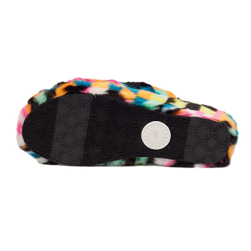 Women's UGG Fluff Yeah Slide Checks Black Multi (1135510-BLKM)