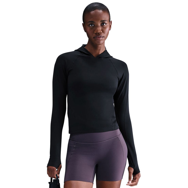 Women's Universa Dri-FIT Slim Hooded Long-Sleeve Top in Black/Anthracite/Black/Dk Smoke Grey
