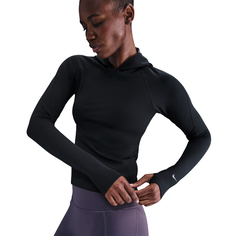 Women's Universa Dri-FIT Slim Hooded Long-Sleeve Top in Black/Anthracite/Black/Dk Smoke Grey