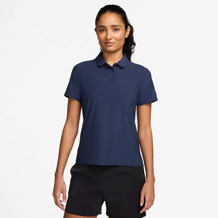Women's Victory Dri-FIT Long-Sleeve Polo in Midnight Navy/White