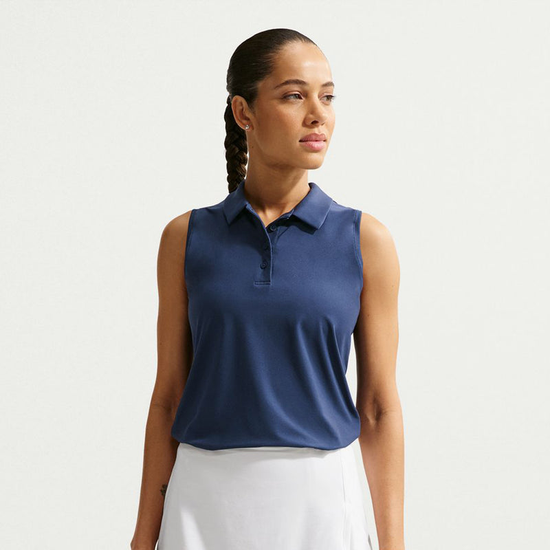 Women's Victory Dri-FIT Sleeveless Polo in Midnight Navy/White