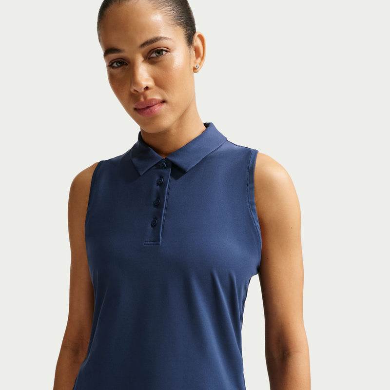 Women's Victory Dri-FIT Sleeveless Polo in Midnight Navy/White
