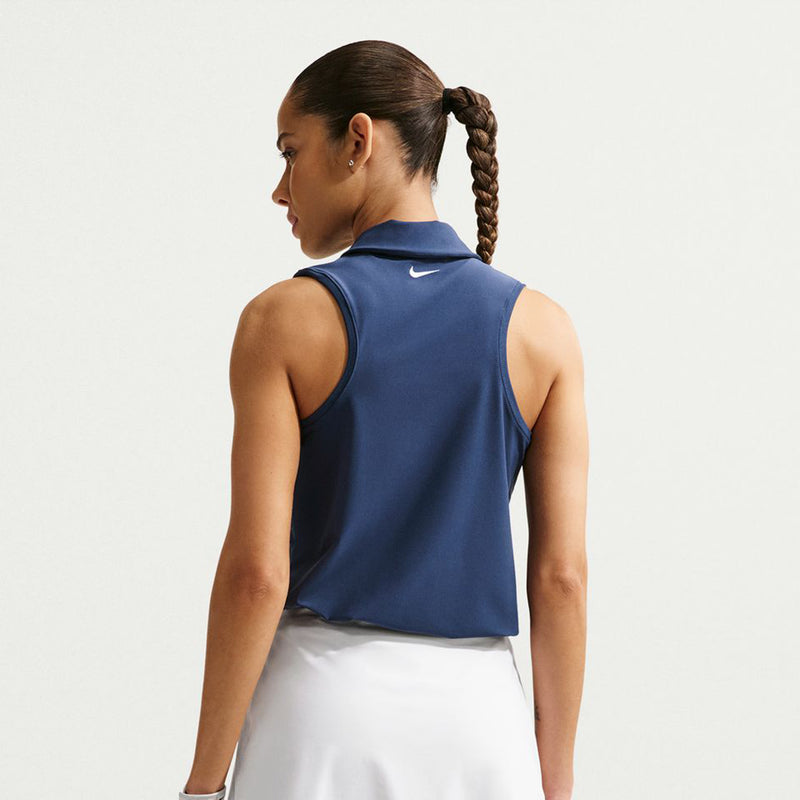 Women's Victory Dri-FIT Sleeveless Polo in Midnight Navy/White