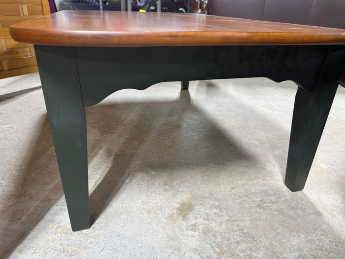 Wood and Painted Green Coffee Table