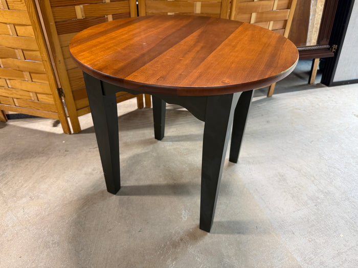 Wood and Painted Green End Table