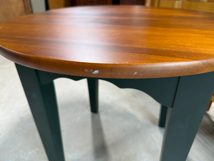 Wood and Painted Green End Table