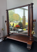 Wooden Vintage Tabletop Swing Vanity Mirror with Brass Candle Sconces AS IS (READ DESCRIPTION CAREFULLY)