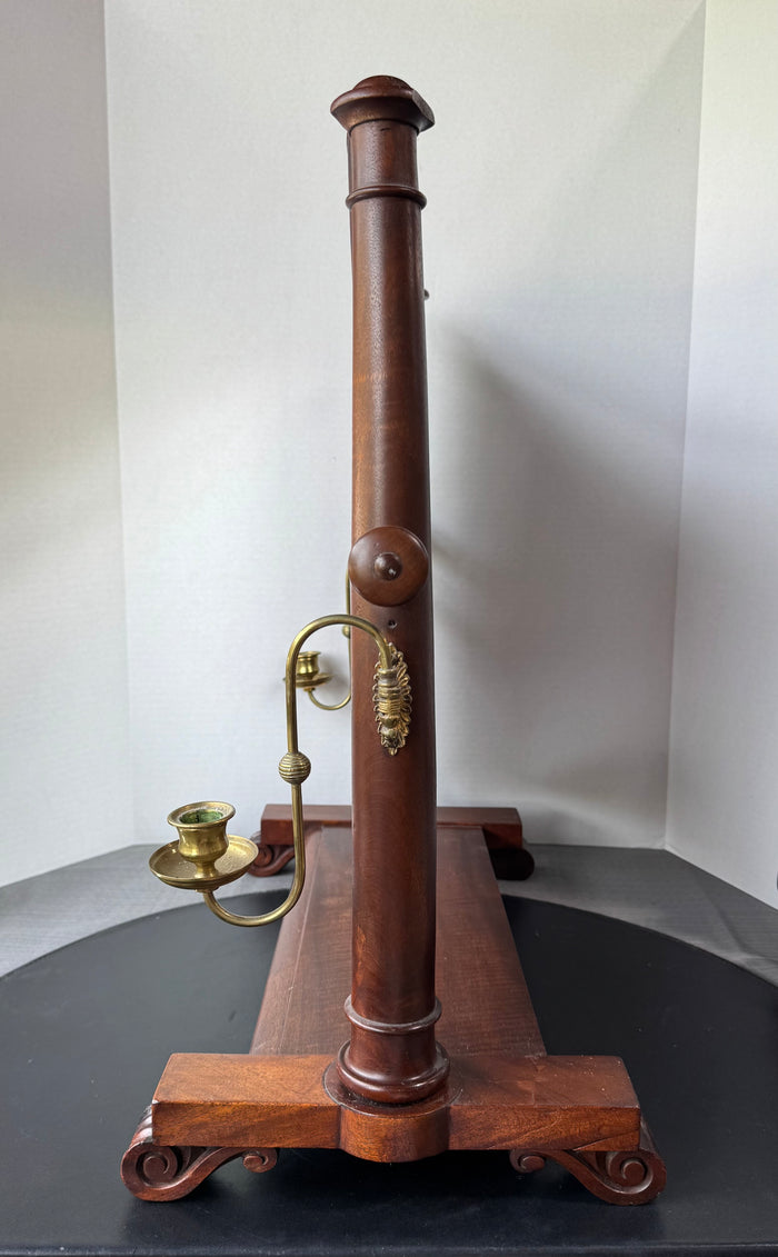 Wooden Vintage Tabletop Swing Vanity Mirror with Brass Candle Sconces AS IS (READ DESCRIPTION CAREFULLY)