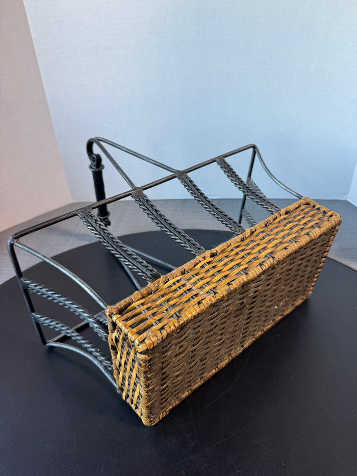 Woven Rattan & Braided Metal Basket
