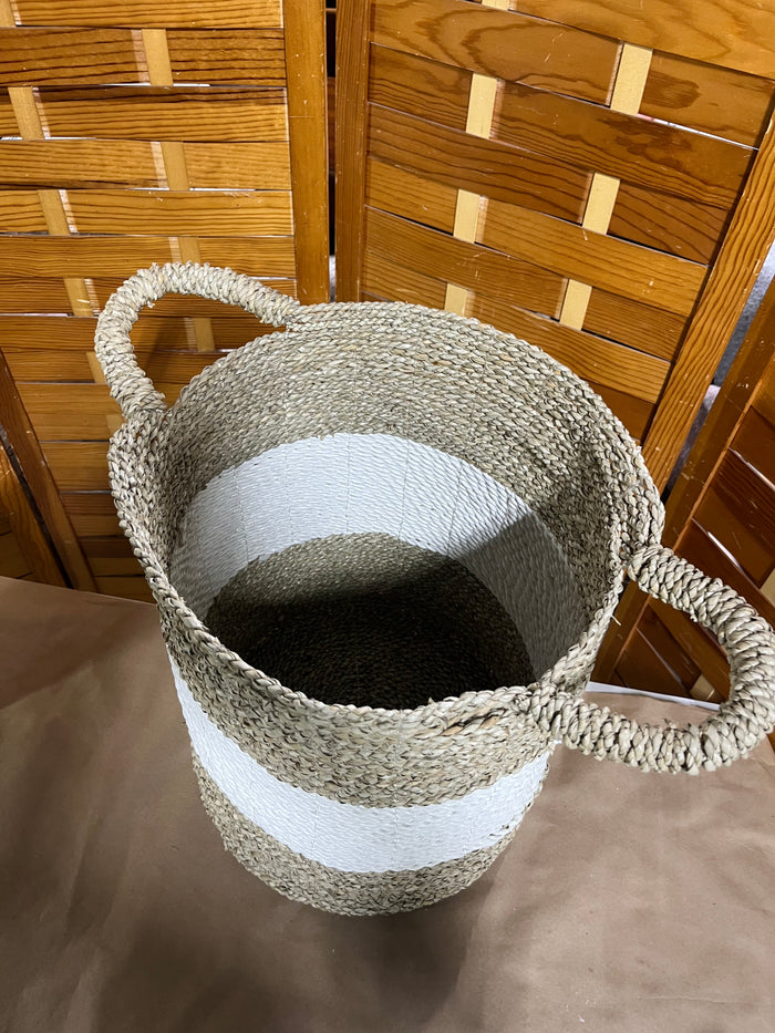 Woven Seagrass Style Storage Basket with Two Side Handles