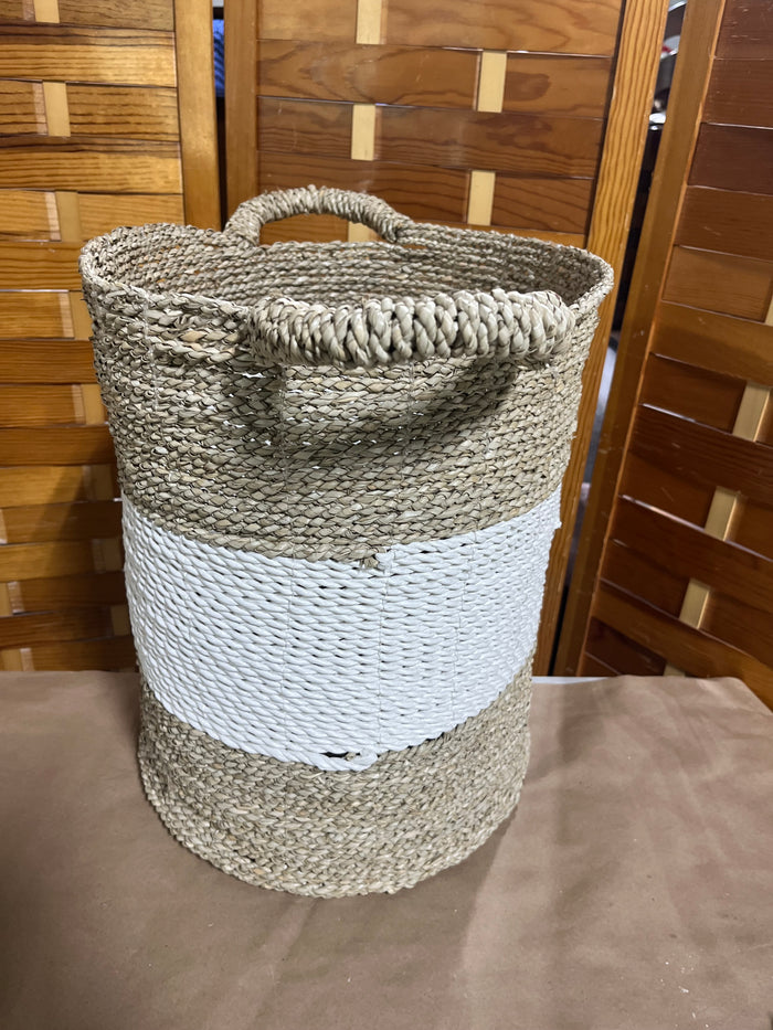 Woven Seagrass Style Storage Basket with Two Side Handles