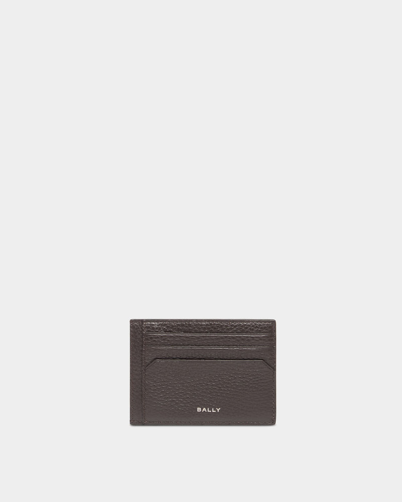 York Business Card Holder In Brown Grained Leather