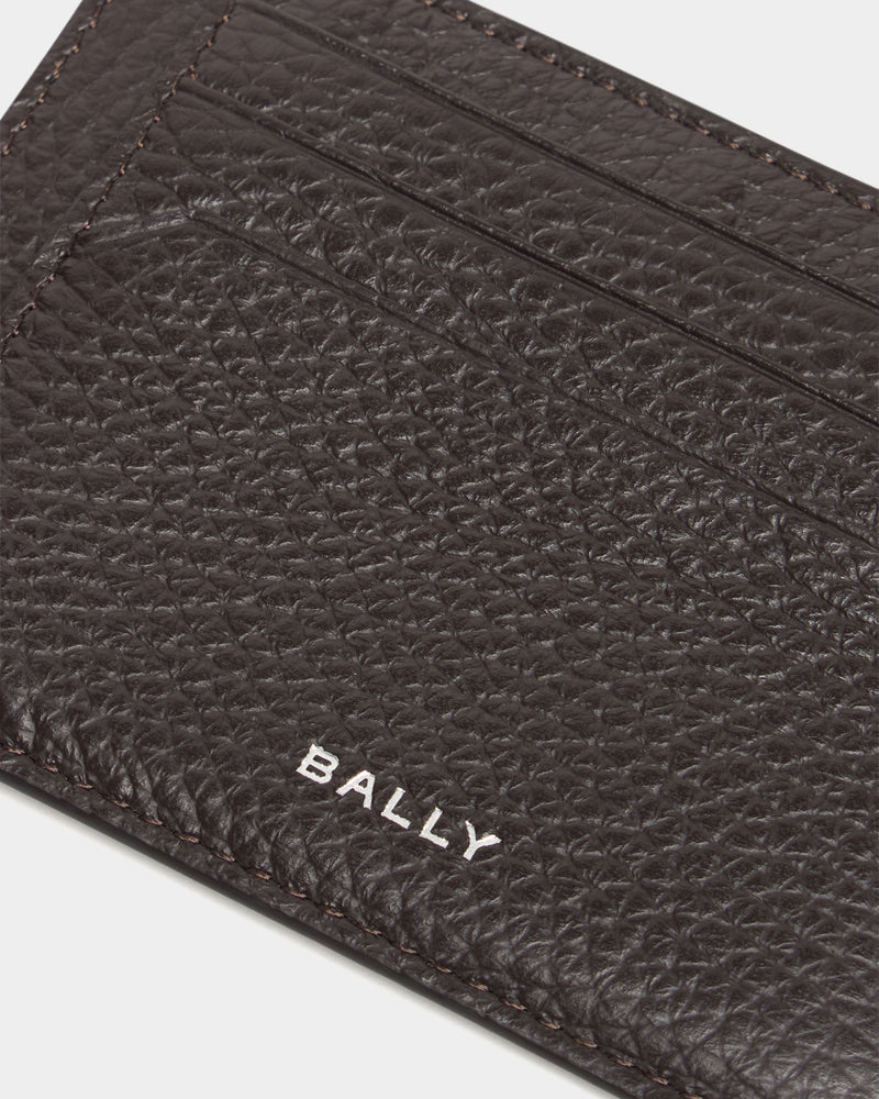 York Business Card Holder In Brown Grained Leather